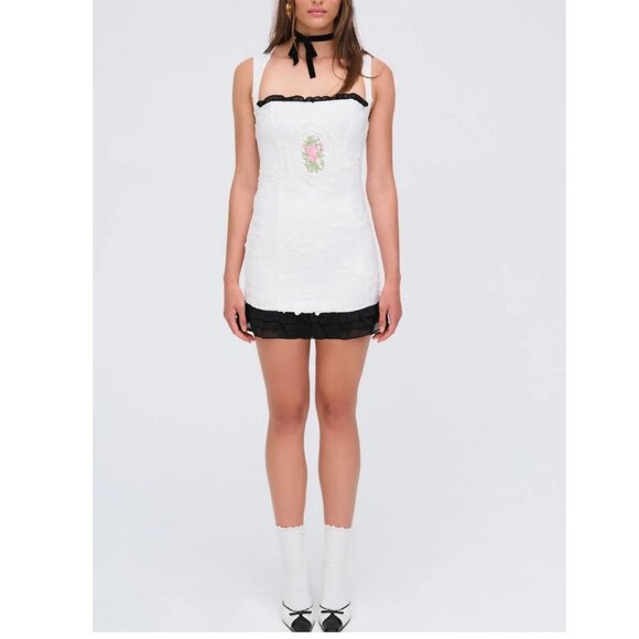 NWT FOR LOVE AND LEMONS AMELIE WHITE MINI DRESS SIZE S - Picture 3 of 9